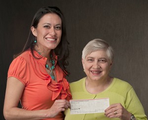 Photo of Shana Downey and Susan Williams holding a check