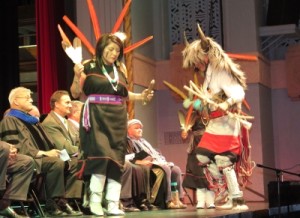 native American dancers on stage