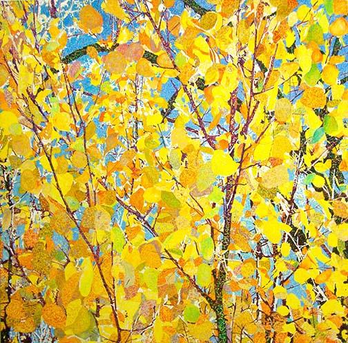 Aspen Tree, Autumn Sun painting by John Hogan.