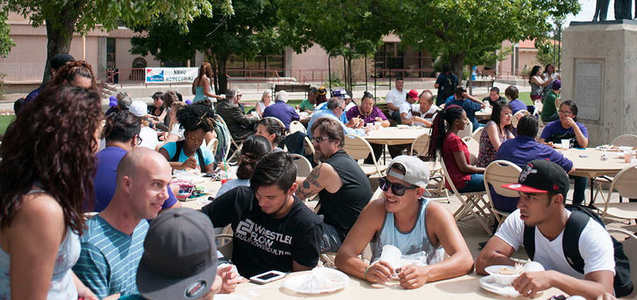 students enjoying bbq