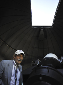 Photo two: Sean Weaver/Highlands University Cutline: Joe McCaffrey, a retired physicist and astronomy teacher at Highlands, gives a talk during open observatory night at the university. 