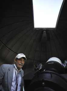 Photo two: Sean Weaver/Highlands University Cutline: Joe McCaffrey, a retired physicist and astronomy teacher at Highlands, gives a talk during open observatory night at the university.