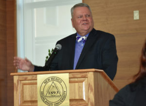 President Miner speaking at HU