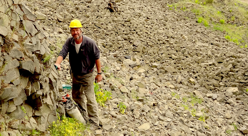 Highlands geology professor Michael Petronis in the field.