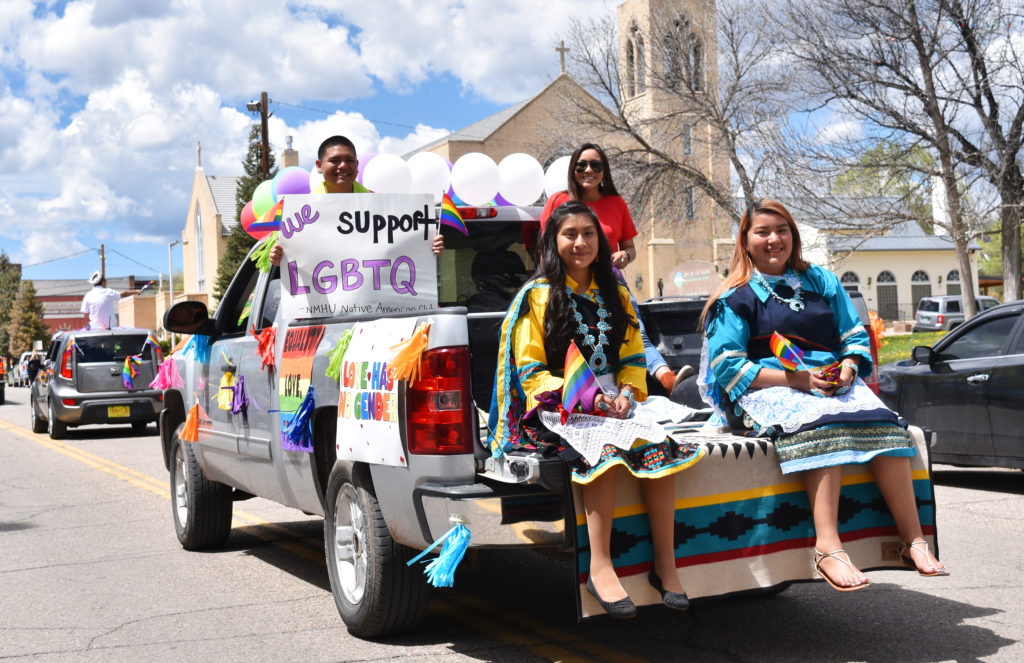 Photo of students on Pride parade float in Las Vegas, NM