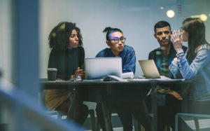 Photo of students studying together