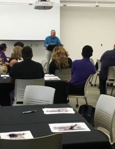 Photo of President Minner speaking at Native American welcome back dinner