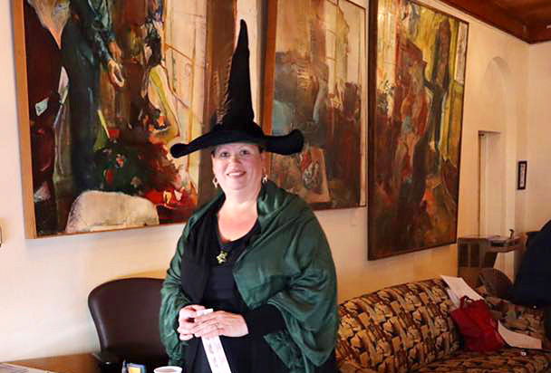 Photo of Theresa Law dressed as Hogwarts Professor Minerva McGonagall.
