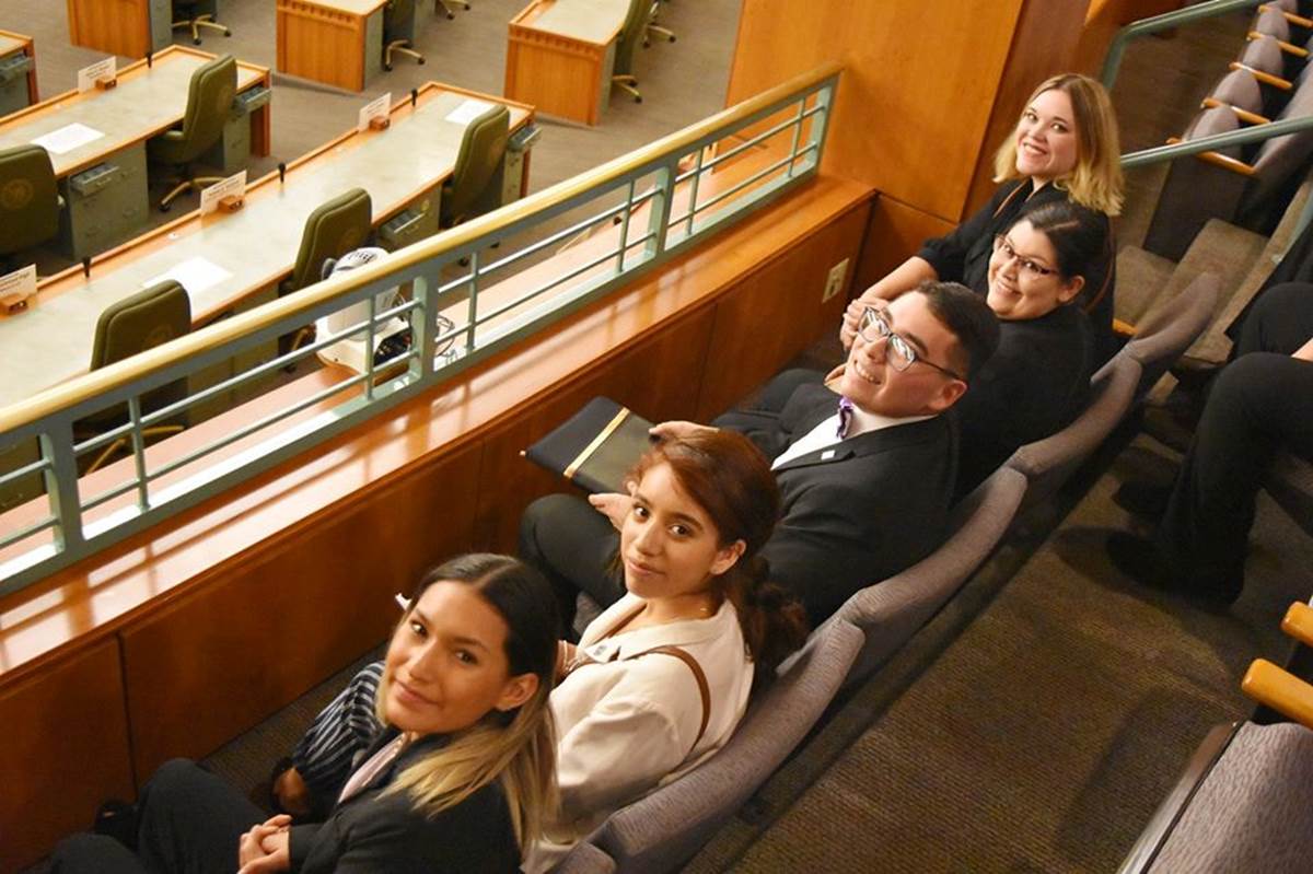 Photo of several students in Legislature gallery seats.