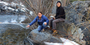 Courtesy Photo: Jennifer Lindline/Highlands University Highlands geology students Megan Begay, left, and Letisha Mailboy conduct water quality field research at the Upper Pecos River.