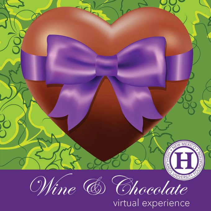 flyer for the virtual chocolate and wine pairing