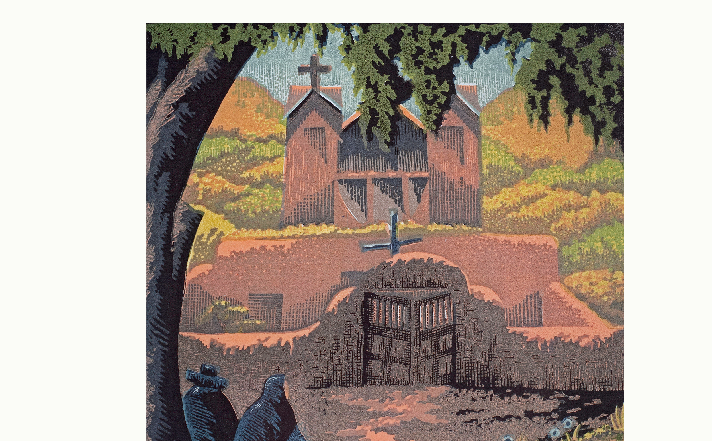image of “Santuario” Woodblock print by Willard Clark