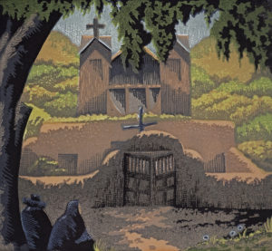 image of “Santuario” Woodblock print by Willard Clark