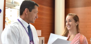 student interviewing for a career fair job