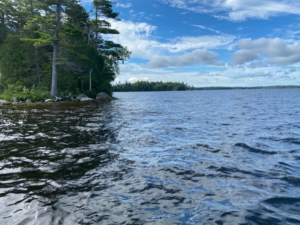 Photo of a peaceful lake and its shoreline