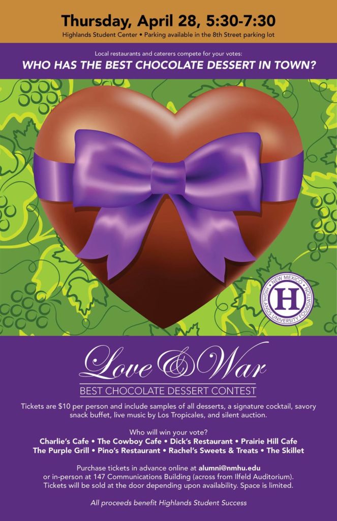 Poster for the Love & War Chocolate Dessert Contest 2022
