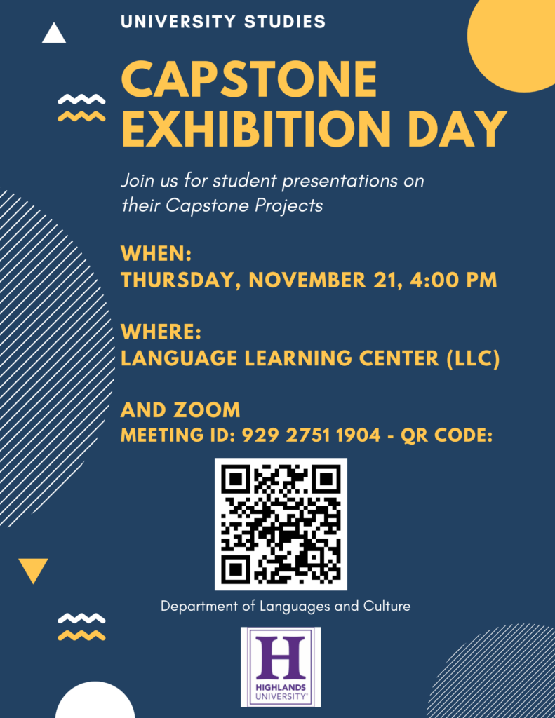 Come support several University Studies students as they present their Capstone Projects!