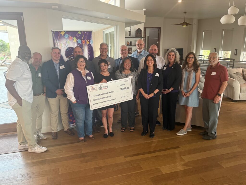 Image of the check award ceremony at the recent NMHU Foundation event in Las Cruces