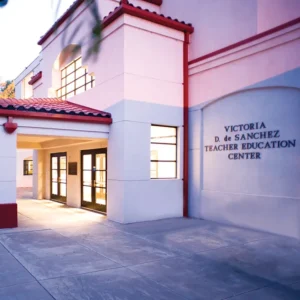 Exterior image of the Victoria D. de Sanchez Teacher Education Center.